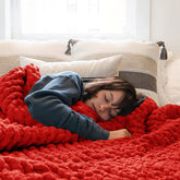 Lofaris Red Handmade Bearaby Weighted Chunky Knit Throw Blanket